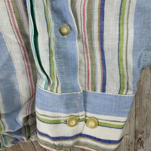 Tommy Bahama Mens Large Linen Striped Button Down Shirt Long Sleeve Casual - Picture 6 of 8